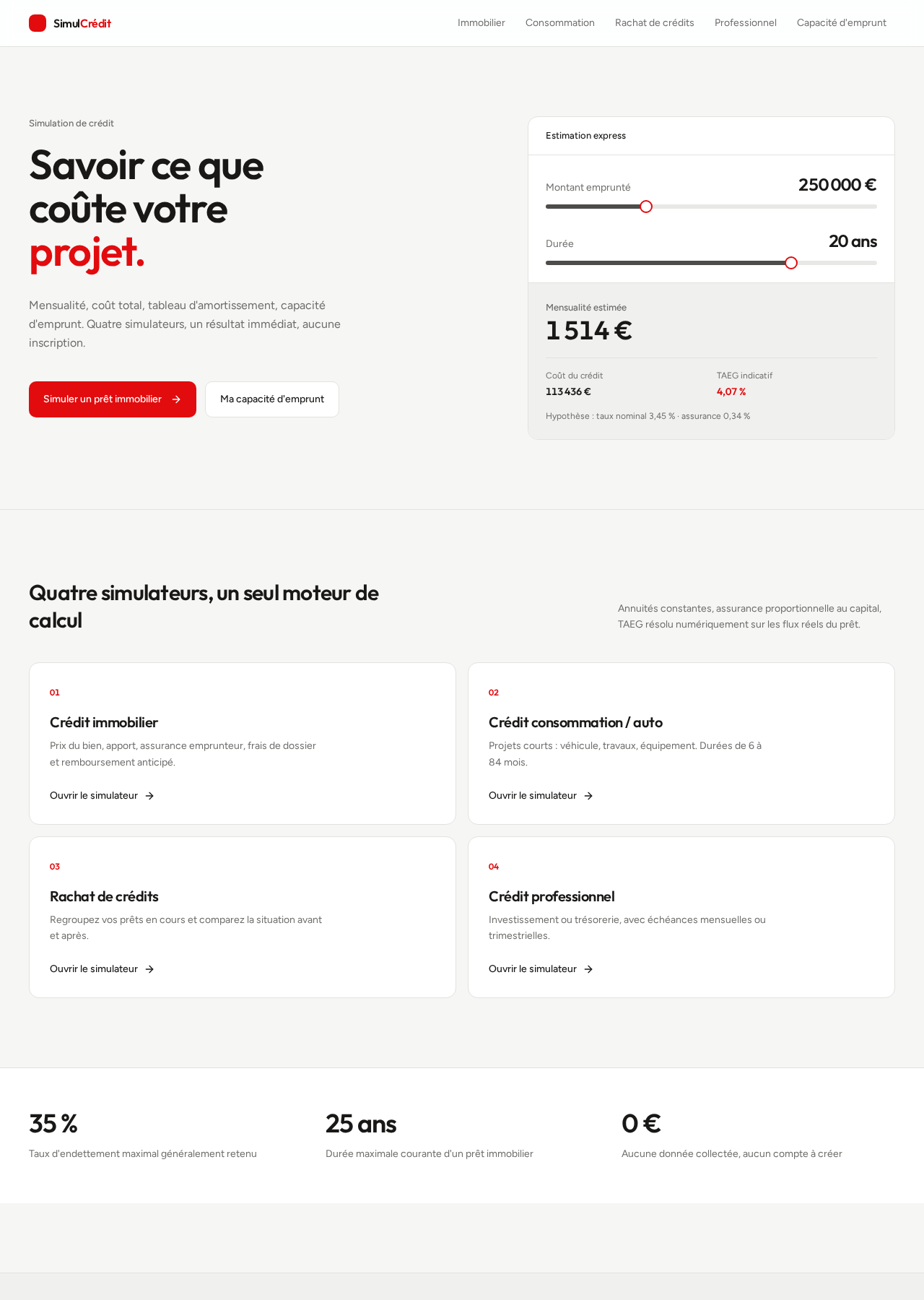 SimulCrédit — accueil