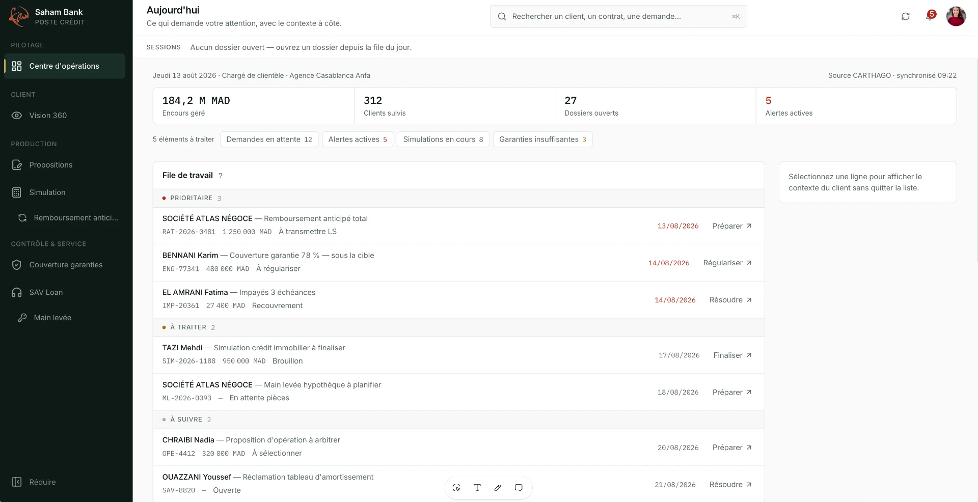 Poste d'opérations — plateforme retail
